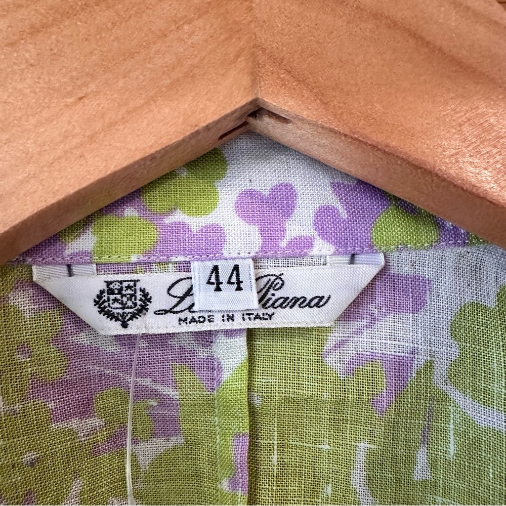 Loro Piana Purple and Green Linen Blouse - Picture 3 of 16
